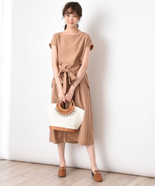 INTERPLANET(インタープラネット)の「パールラタンBAG(かごバッグ・レディース・カーキ/サンドベージュ/オフホワイト/ベージュ・フリー/FREE)」の13枚目の写真