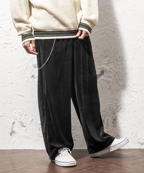 MinoriTY(マイノリティ)の「ワイドパンツ/ベロア(その他パンツ・メンズ・ブラック/ベージュ/パープル/ネイビー/ブラウン/グリーン/ワイン/チャコール・M/L/XL)」の1枚目の写真