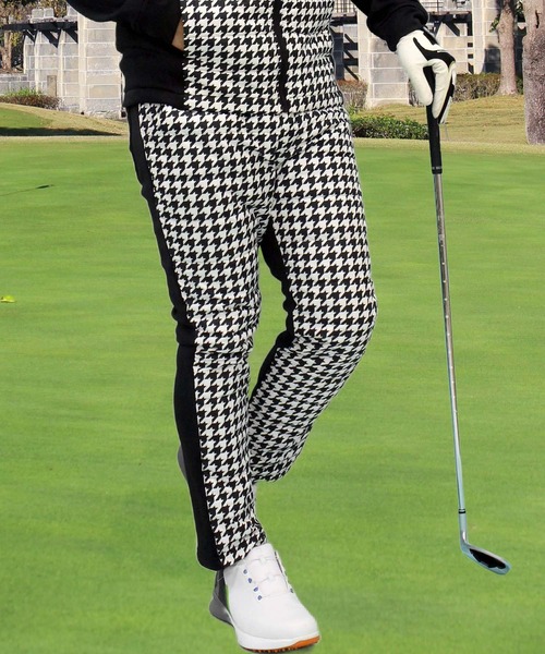 TopIsm（トップイズム）の「裏シャギーフリース ダウン スキニー ゴルフパンツ ゴルフウェア メンズ（ゴルフグッズ・メンズ・ブラック/ネイビー/カーキ/キャメル/グレー系カモフラージュ/チャコールグレー/ライトグレー/カモフラージュ/ホワイト×ブラック・LL/M/L/3L）」の2枚目の写真