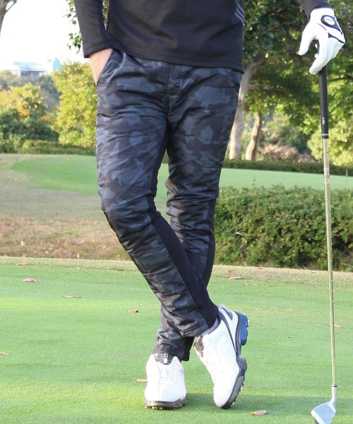 TopIsm（トップイズム）の「裏シャギーフリース ダウン スキニー ゴルフパンツ ゴルフウェア メンズ（ゴルフグッズ・メンズ・ブラック/ネイビー/カーキ/キャメル/グレー系カモフラージュ/チャコールグレー/ライトグレー/カモフラージュ/ホワイト×ブラック・LL/M/L/3L）」の9枚目の写真