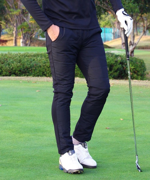 TopIsm（トップイズム）の「裏シャギーフリース ダウン スキニー ゴルフパンツ ゴルフウェア メンズ（ゴルフグッズ・メンズ・ブラック/ネイビー/カーキ/キャメル/グレー系カモフラージュ/チャコールグレー/ライトグレー/カモフラージュ/ホワイト×ブラック・LL/M/L/3L）」の3枚目の写真