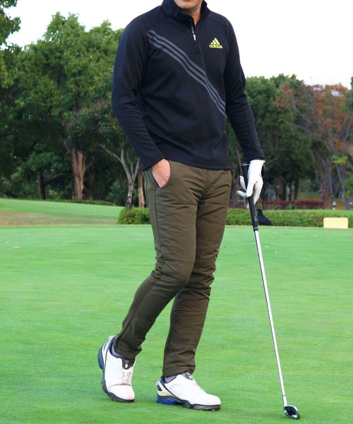 TopIsm（トップイズム）の「裏シャギーフリース ダウン スキニー ゴルフパンツ ゴルフウェア メンズ（ゴルフグッズ・メンズ・ブラック/ネイビー/カーキ/キャメル/グレー系カモフラージュ/チャコールグレー/ライトグレー/カモフラージュ/ホワイト×ブラック・LL/M/L/3L）」の12枚目の写真