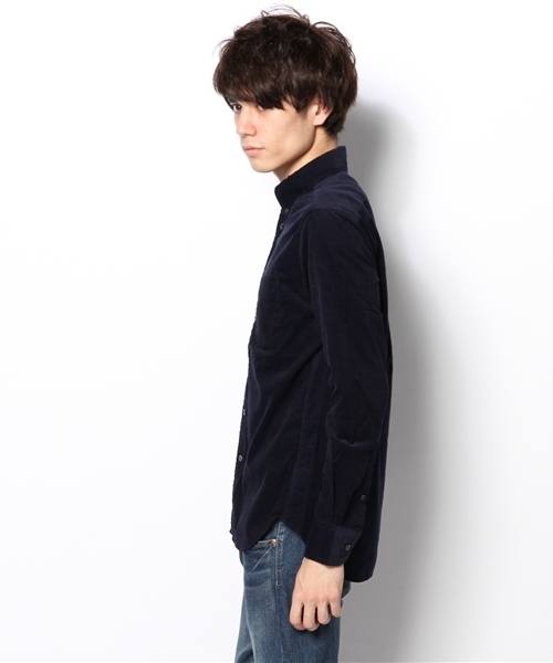 ADAM ET ROPE'（アダムエロペ）の「コーデュロイ ボタンダウンシャツ（シャツ/ブラウス・メンズ・モスグリーン/ホワイト系その他/サックスブルー/ネイビー・LARGE/MEDIUM）」の6枚目の写真