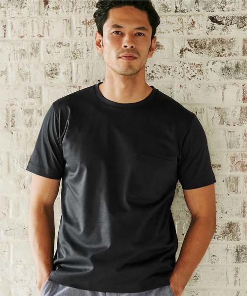 MEN'S BIGI（メンズビギ）の「【マーキュリー加工】ポンチTシャツ（Tシャツ/カットソー・メンズ・ホワイト/ブラック/ダークネイビー・S/M/L）」の3枚目の写真