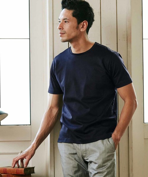 MEN'S BIGI（メンズビギ）の「【マーキュリー加工】ポンチTシャツ（Tシャツ/カットソー・メンズ・ホワイト/ブラック/ダークネイビー・S/M/L）」の7枚目の写真