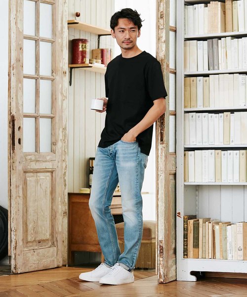 MEN'S BIGI（メンズビギ）の「【マーキュリー加工】ポンチTシャツ（Tシャツ/カットソー・メンズ・ホワイト/ブラック/ダークネイビー・S/M/L）」の9枚目の写真