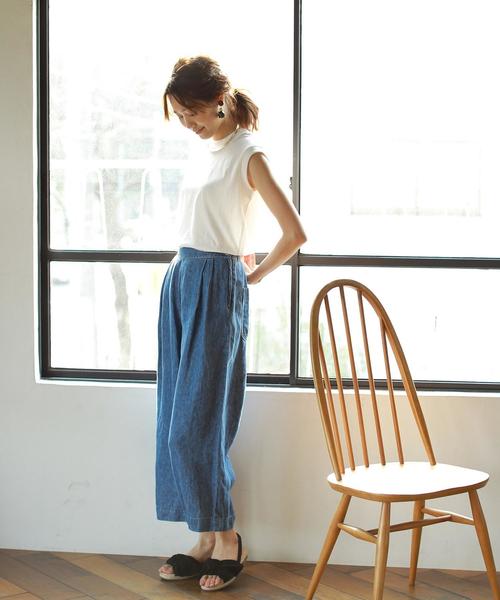 coen（コーエン）の「フレンチリネンデニムワイドパンツ（デニムパンツ・レディース・ネイビー/コバルトブルー・SMALL/MEDIUM/LARGE）」の5枚目の写真