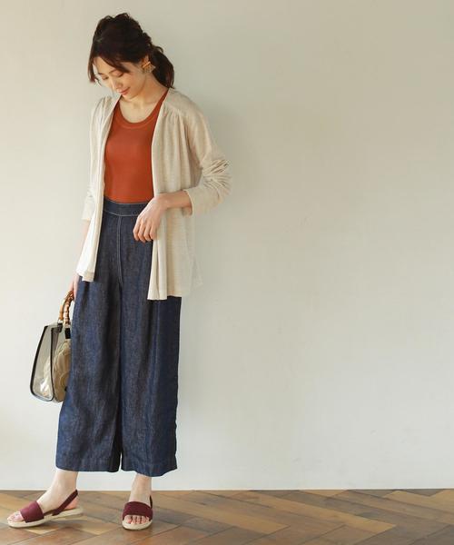 coen（コーエン）の「フレンチリネンデニムワイドパンツ（デニムパンツ・レディース・ネイビー/コバルトブルー・SMALL/MEDIUM/LARGE）」の14枚目の写真