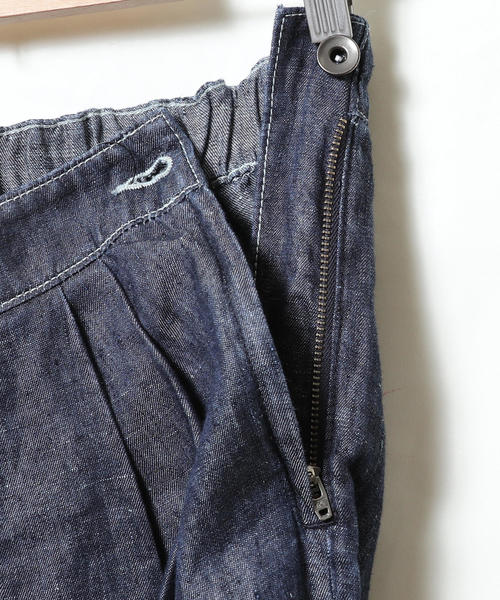 coen（コーエン）の「フレンチリネンデニムワイドパンツ（デニムパンツ・レディース・ネイビー/コバルトブルー・SMALL/MEDIUM/LARGE）」の11枚目の写真