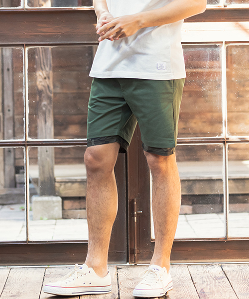 CAMBIO(カンビオ)の「mp6858-Pattern Layered Shorts ショーツ(その他パンツ・メンズ・ブラック/ベージュ/オリーブ/ネイビー・S/M/L)」の3枚目の写真