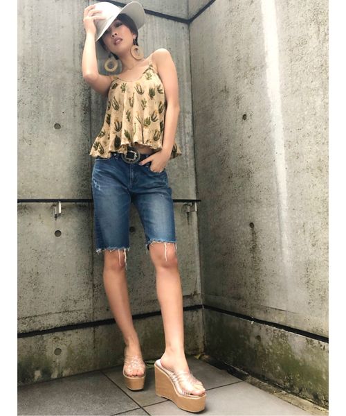 GYDA(ジェイダ)の「バミューダデニムパンツ(デニムパンツ)」|ブルー