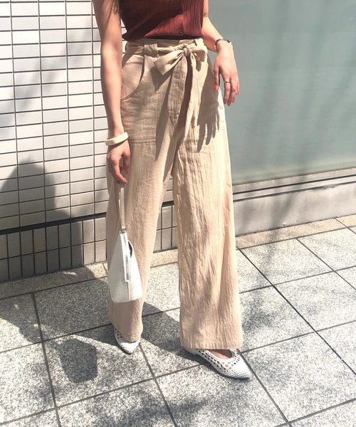 KOBE LETTUCE（コウベレタス）の「リネンタッチコットンイージーワイドパンツ【セットアップOK】（その他パンツ・レディース・オフホワイト/ライトベージュ/カーキ/マスタード/ネイビー/ストライプ/ブラック/ブラウン/オレンジ/ベージュ系その他・FREE/L/M）」の13枚目の写真