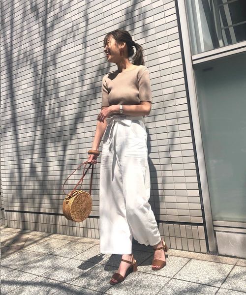 KOBE LETTUCE（コウベレタス）の「リネンタッチコットンイージーワイドパンツ【セットアップOK】（その他パンツ・レディース・オフホワイト/ライトベージュ/カーキ/マスタード/ネイビー/ストライプ/ブラック/ブラウン/オレンジ/ベージュ系その他・FREE/L/M）」の12枚目の写真