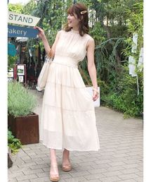 Mercuryduo マーキュリーデュオ の デザインシャーリングハイネックワンピース 無地 ワンピース Wear