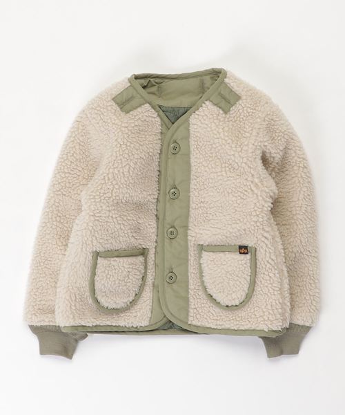 ALPHA(アルファ)の「キッズ ボアアウター(ミリタリージャケット)」|オフホワイト