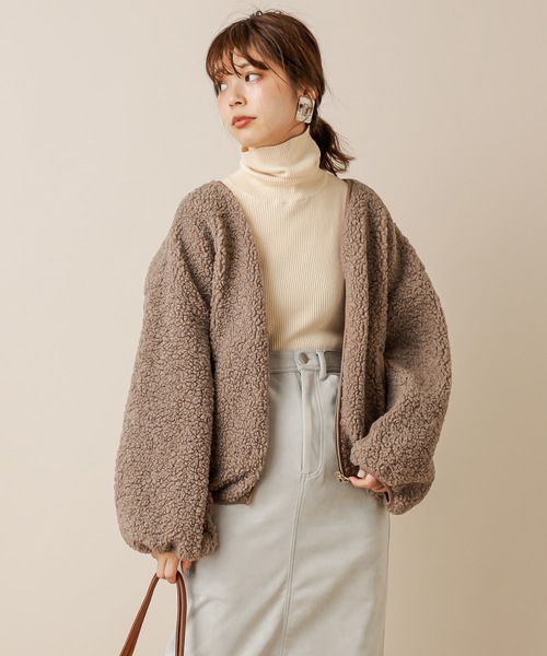 natural couture（ナチュラルクチュール）の「NEWボアブルゾン（ブルゾン・レディース・ベージュ/ピンク/ミント/モカ・FREE）」の2枚目の写真