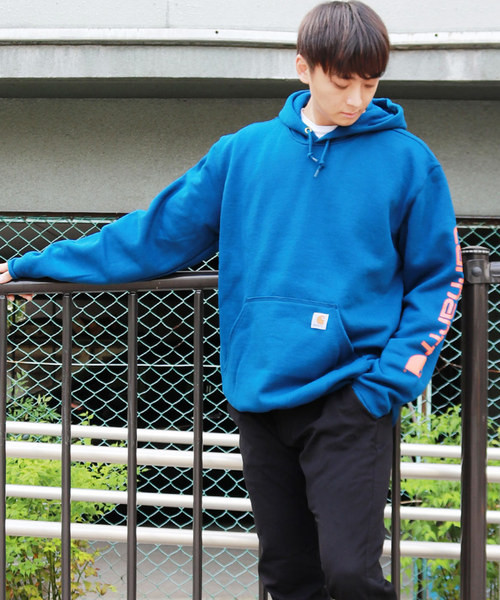 Carhartt（カーハート）の「carhartt　袖プリント 長袖 ワッペン 裏起毛プルオーバーパーカー（パーカー・メンズ・ブラック/ネイビー/グレー/ブルー/グリーン/チャコール/レッド/ブルー系その他/ライム/オレンジ系その他/グリーン系その他/グレー系その他/ブラウン・S/M/L/XL）」の10枚目の写真