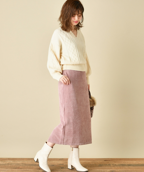 natural couture(ナチュラルクチュール)の「もちもちブークレーケーブルキーネック/セットアップ(ニット/セーター・レディース・アイボリー/ミント/ボルドー/モカ/ラベンダー/ピンクベージュ・FREE)」の10枚目の写真