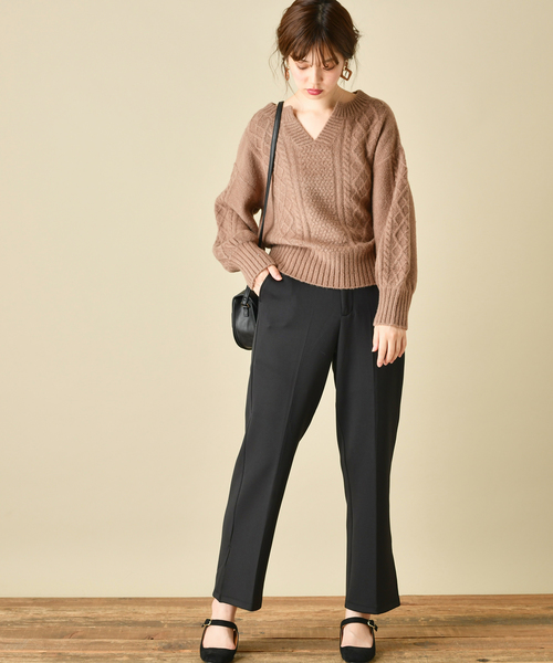 natural couture(ナチュラルクチュール)の「もちもちブークレーケーブルキーネック/セットアップ(ニット/セーター・レディース・アイボリー/ミント/ボルドー/モカ/ラベンダー/ピンクベージュ・FREE)」の17枚目の写真