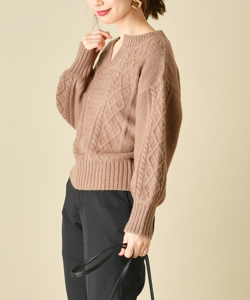 natural couture(ナチュラルクチュール)の「もちもちブークレーケーブルキーネック/セットアップ(ニット/セーター・レディース・アイボリー/ミント/ボルドー/モカ/ラベンダー/ピンクベージュ・FREE)」の20枚目の写真