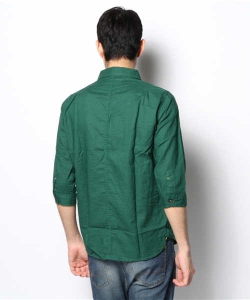 CIAOPANIC TYPY(チャオパニックティピー)の「綿麻7分袖レギュラーシャツ(シャツ/ブラウス・メンズ・ホワイト/ネイビー/グリーン/マスタード/ブルー/ブラック・MEDIUM/SMALL/LARGE)」の9枚目の写真