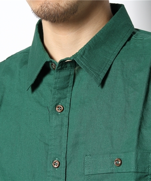 CIAOPANIC TYPY(チャオパニックティピー)の「綿麻7分袖レギュラーシャツ(シャツ/ブラウス・メンズ・ホワイト/ネイビー/グリーン/マスタード/ブルー/ブラック・MEDIUM/SMALL/LARGE)」の8枚目の写真