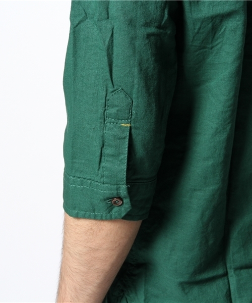 CIAOPANIC TYPY(チャオパニックティピー)の「綿麻7分袖レギュラーシャツ(シャツ/ブラウス・メンズ・ホワイト/ネイビー/グリーン/マスタード/ブルー/ブラック・MEDIUM/SMALL/LARGE)」の7枚目の写真