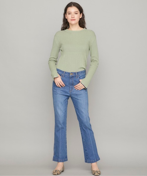 STUDIOUS(ステュディオス)の「【STUDIOUS】ライトストレッチ フレアデニム(デニムパンツ・レディース・ブラック/ライトブルー・1/2)」の4枚目の写真