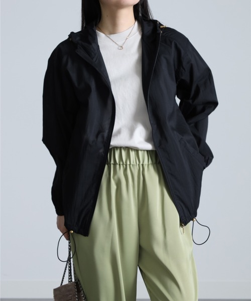 ストラ新品⭐️洗える❗️撥水UVカットノーカラーギャザーブルゾンパーカーマウンテン marvelous by Pierrot UVカットパーカー ブルゾン レディース