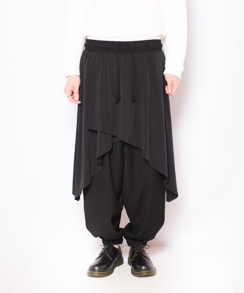 GGD（ジージーディー）の「GGD / 日本製レイヤードサルエルパンツ（スラックス・メンズ・ブラック・FREE）」の9枚目の写真