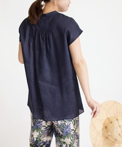 SHIPS(シップス)の「ラミータックブラウス◇(シャツ/ブラウス・レディース・ライトブルー/ネイビー/オフホワイト・ONE SIZE)」の3枚目の写真