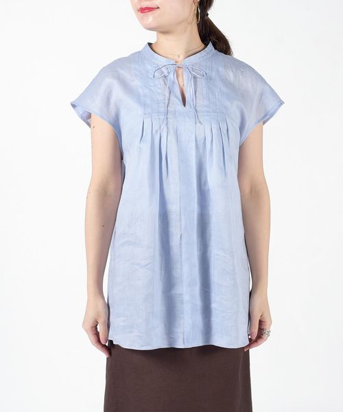 SHIPS(シップス)の「ラミータックブラウス◇(シャツ/ブラウス・レディース・ライトブルー/ネイビー/オフホワイト・ONE SIZE)」の18枚目の写真
