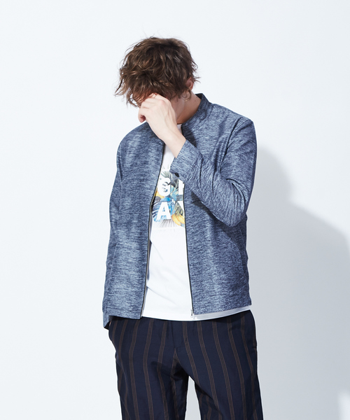 ABAHOUSE GRAY(アバハウスグレイ)の「【展開店舗限定】カラミZIPUPブルゾン(ブルゾン・メンズ・ブルー/ブルー系その他/ライトグレー・46/48/50)」の3枚目の写真
