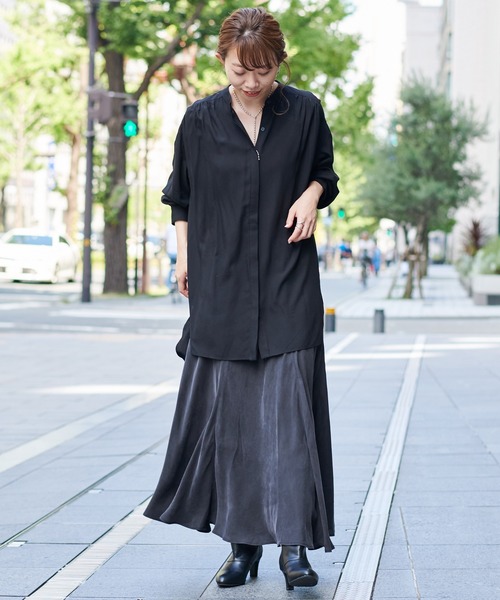 DouDou（ドゥドゥ）の「キュプラ混フレアスカート（スカート・レディース・ブラック/ブラウン/グレイッシュベージュ・FREE）」の20枚目の写真