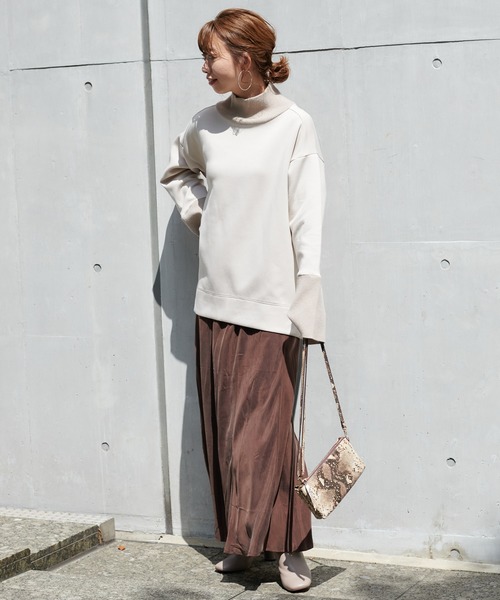 DouDou（ドゥドゥ）の「キュプラ混フレアスカート（スカート・レディース・ブラック/ブラウン/グレイッシュベージュ・FREE）」の7枚目の写真