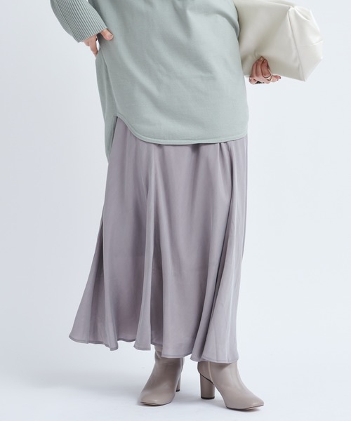 DouDou（ドゥドゥ）の「キュプラ混フレアスカート（スカート・レディース・ブラック/ブラウン/グレイッシュベージュ・FREE）」の10枚目の写真