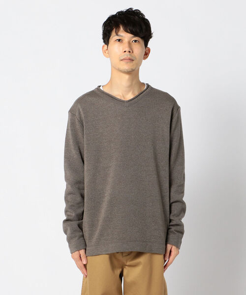 GLOSTER（グロスター）の「テンセラックレイヤード Vネックプルオーバー ロンT付き（ニット/セーター・メンズ・インディゴブルー/キャメル/レンガ/グレイッシュベージュ・M/S/XL/L）」の15枚目の写真