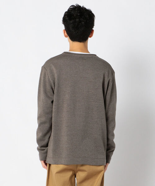 GLOSTER（グロスター）の「テンセラックレイヤード Vネックプルオーバー ロンT付き（ニット/セーター・メンズ・インディゴブルー/キャメル/レンガ/グレイッシュベージュ・M/S/XL/L）」の7枚目の写真