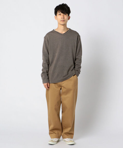 GLOSTER（グロスター）の「テンセラックレイヤード Vネックプルオーバー ロンT付き（ニット/セーター・メンズ・インディゴブルー/キャメル/レンガ/グレイッシュベージュ・M/S/XL/L）」の16枚目の写真