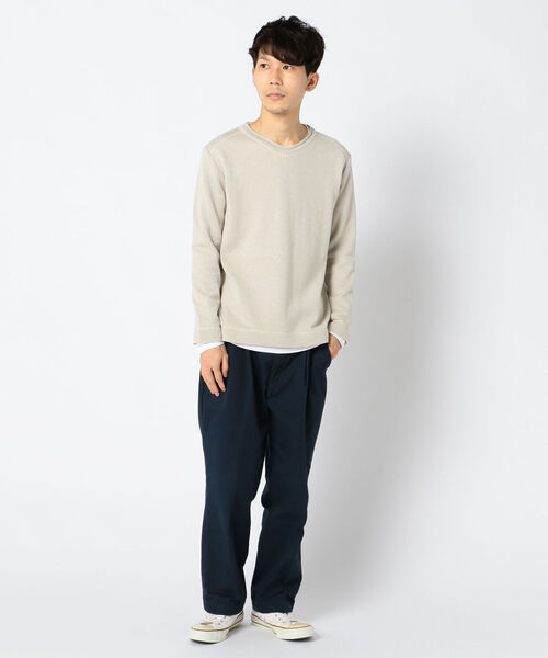 GLOSTER（グロスター）の「テンセラックレイヤード Vネックプルオーバー ロンT付き（ニット/セーター・メンズ・インディゴブルー/キャメル/レンガ/グレイッシュベージュ・M/S/XL/L）」の6枚目の写真