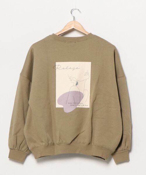 SpRay(スプレイ)の「線画アート裏起毛スウェット(Tシャツ/カットソー・レディース・オフホワイト/カーキ/ブルー/ラベンダー/スミクロ・FREE)」の21枚目の写真