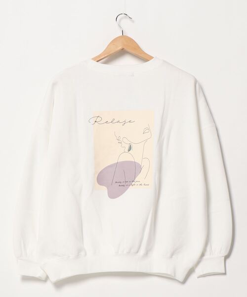 SpRay(スプレイ)の「線画アート裏起毛スウェット(Tシャツ/カットソー・レディース・オフホワイト/カーキ/ブルー/ラベンダー/スミクロ・FREE)」の22枚目の写真