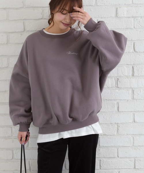 SpRay(スプレイ)の「線画アート裏起毛スウェット(Tシャツ/カットソー・レディース・オフホワイト/カーキ/ブルー/ラベンダー/スミクロ・FREE)」の9枚目の写真
