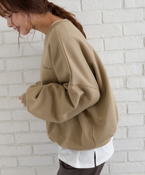 SpRay(スプレイ)の「線画アート裏起毛スウェット(Tシャツ/カットソー・レディース・オフホワイト/カーキ/ブルー/ラベンダー/スミクロ・FREE)」の11枚目の写真