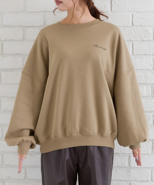 SpRay(スプレイ)の「線画アート裏起毛スウェット(Tシャツ/カットソー・レディース・オフホワイト/カーキ/ブルー/ラベンダー/スミクロ・FREE)」の12枚目の写真