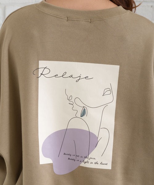 SpRay(スプレイ)の「線画アート裏起毛スウェット(Tシャツ/カットソー・レディース・オフホワイト/カーキ/ブルー/ラベンダー/スミクロ・FREE)」の15枚目の写真