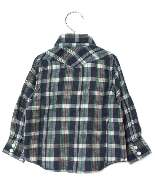 SHIPS（シップス）の「SHIPS KIDS:フランネル チェック ウエスタンシャツ(baby)（シャツ/ブラウス・キッズ・イエロー/オレンジ/ネイビー・90/80）」の4枚目の写真