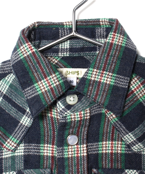SHIPS（シップス）の「SHIPS KIDS:フランネル チェック ウエスタンシャツ(baby)（シャツ/ブラウス・キッズ・イエロー/オレンジ/ネイビー・90/80）」の5枚目の写真