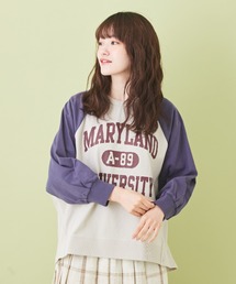 CUBE SUGAR（キューブシュガー）の「OE天竺 ハードウォッシュ 配色 ラグラン クルーネック（Tシャツ/カットソー）」