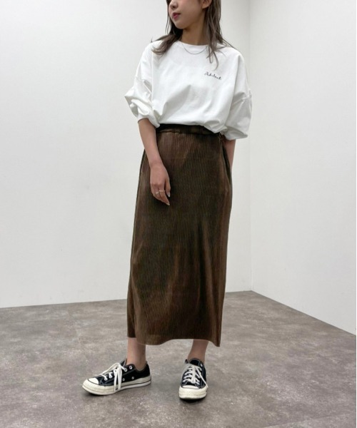 apres jour mignon（アプレジュールミニョン）の「プリーツナロースカート【ZOZOTOWN限定アイテム】（スカート・レディース・ダークブラウン/ブラック/グリーン・X-LARGE/フリー）」の16枚目の写真
